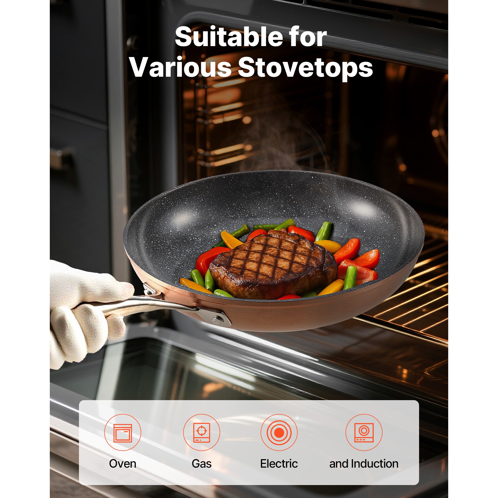 Aluminium Frying Pan Set Non Stick Coating Grey Kitchenware_voghion.com